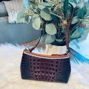 Brahmin Croc Embossed Leather Mini Shoulder Bag